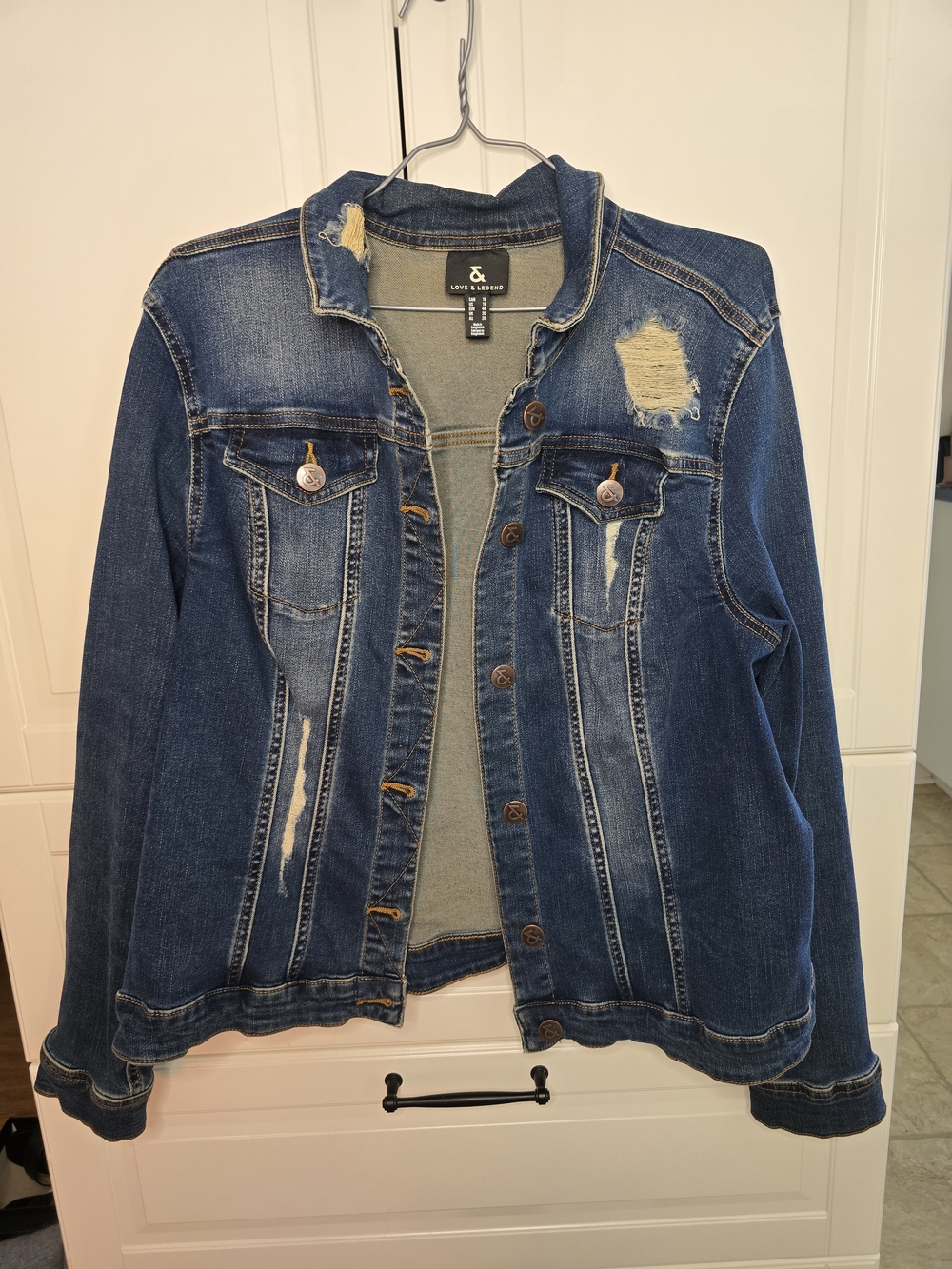 Distressed Dark Wash Denim Jacket